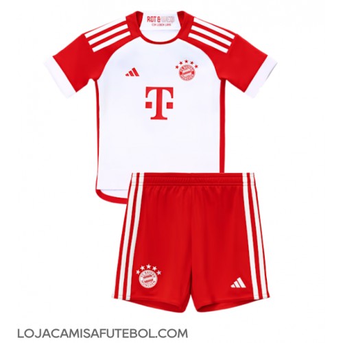 Camisa de Futebol Bayern Munich Equipamento Principal Infantil 2023-24 Manga Curta (+ Calças curtas)